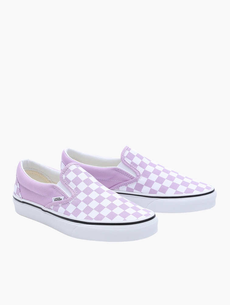Light purple top checkered vans
